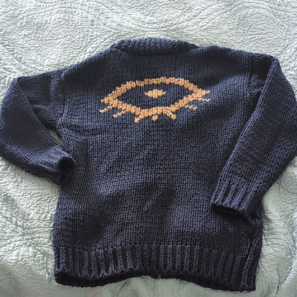 Navy Blue Sweater with Tan Design